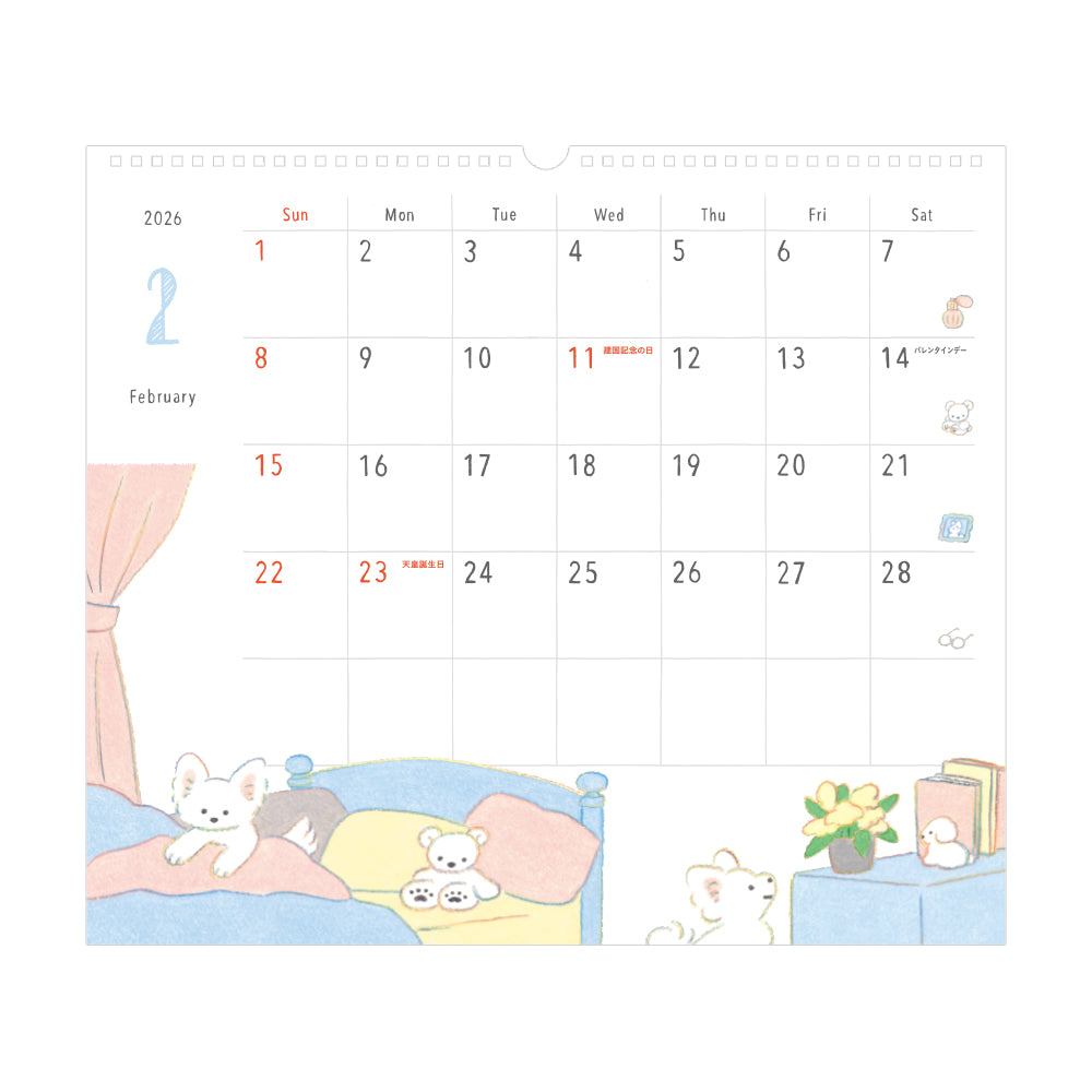 Midori Calendar Wall-Hanging L Dog 2026