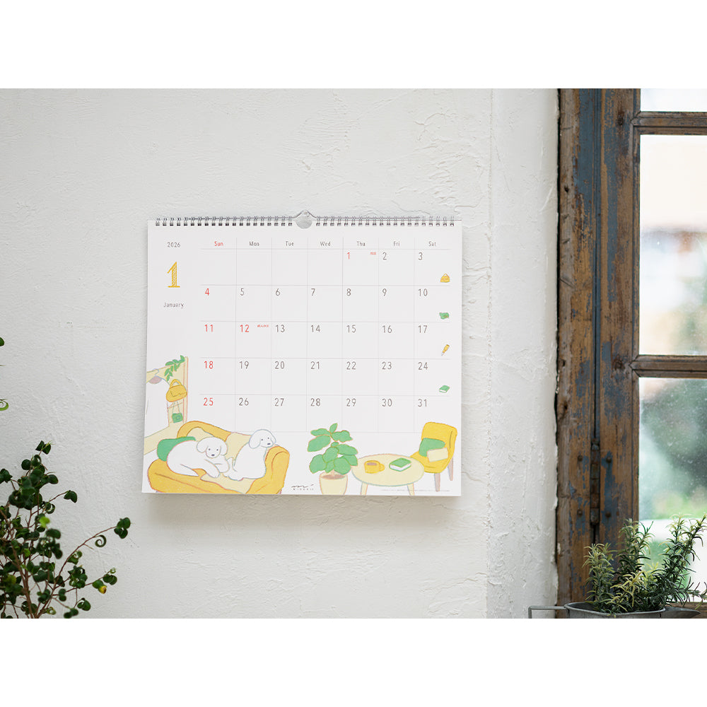 Midori Calendar Wall-Hanging L Dog 2026