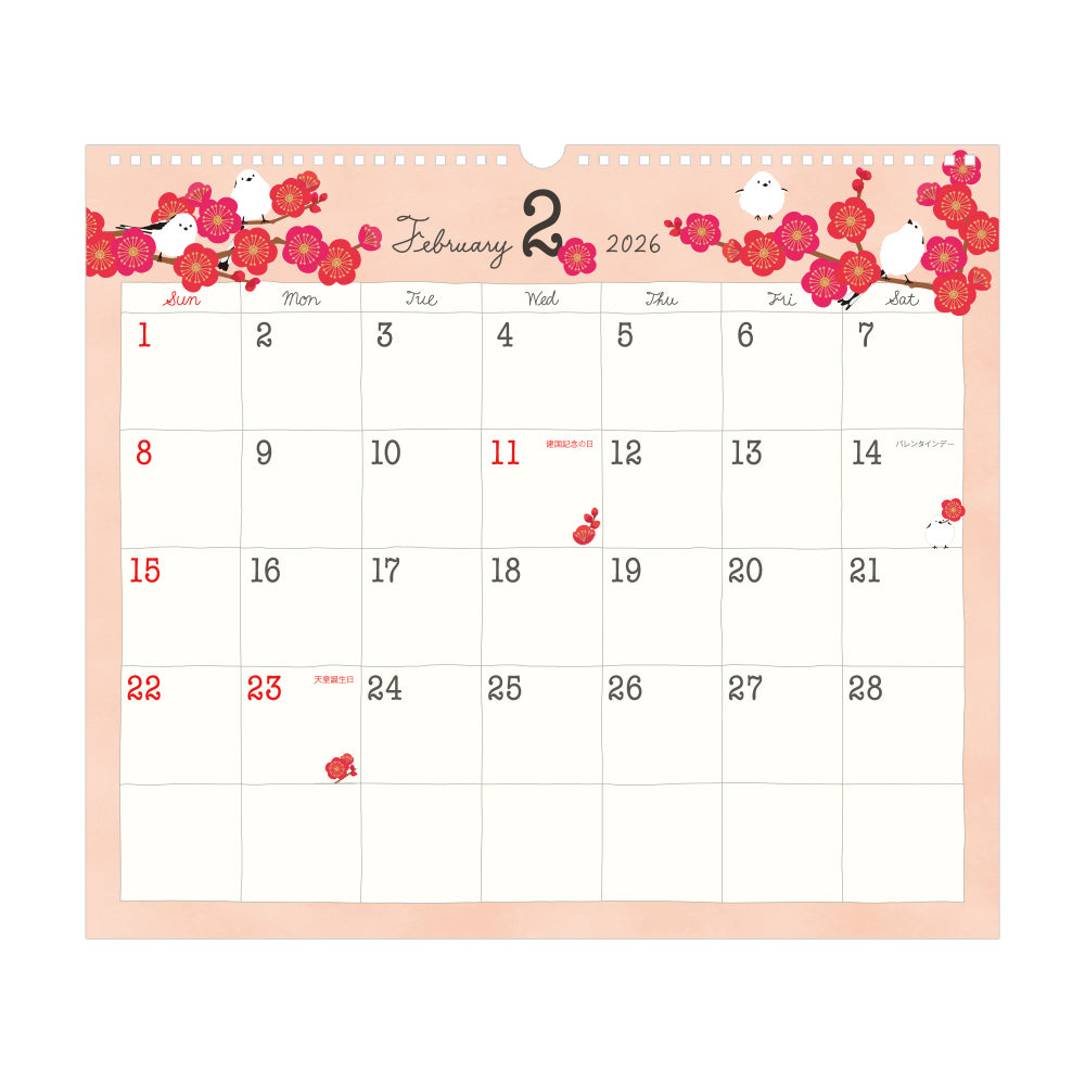 Midori Calendar Wall-Hanging L Birds 2026