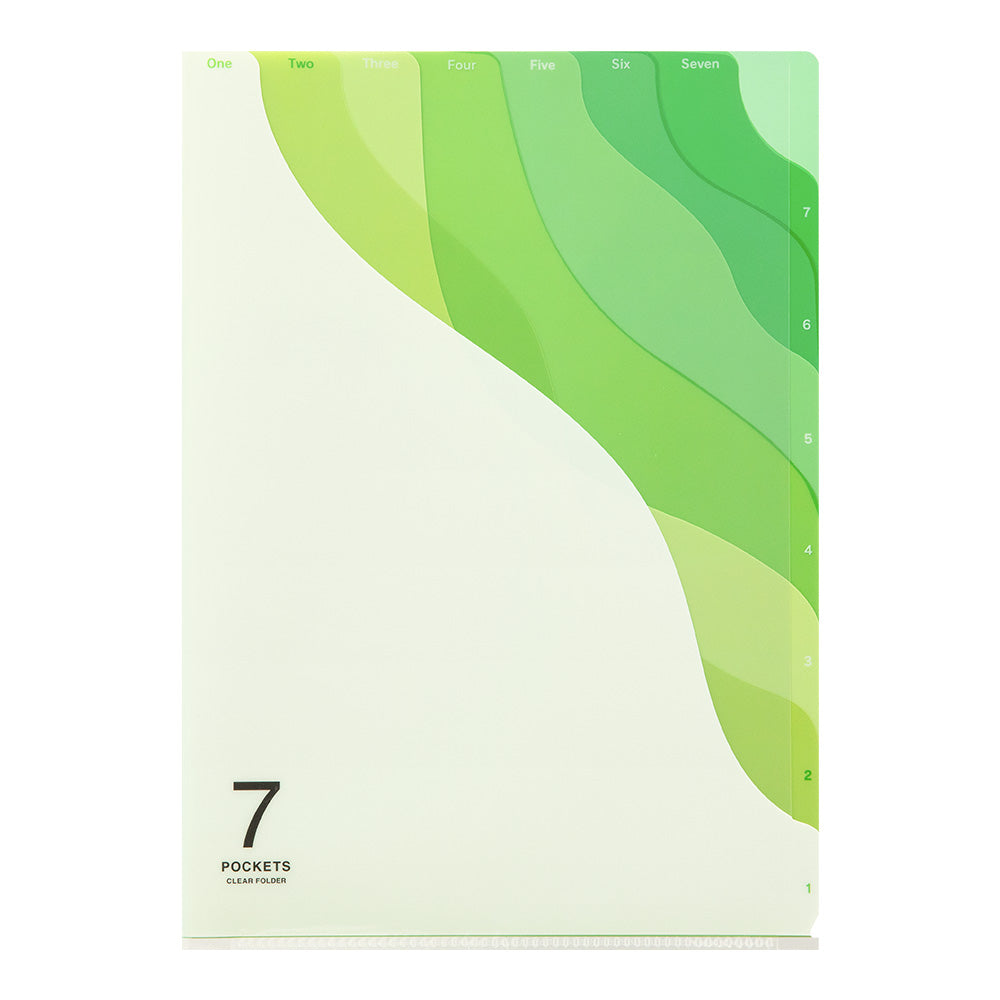 Midori 7 Pocket Clear A4 Folder - Gradation Green