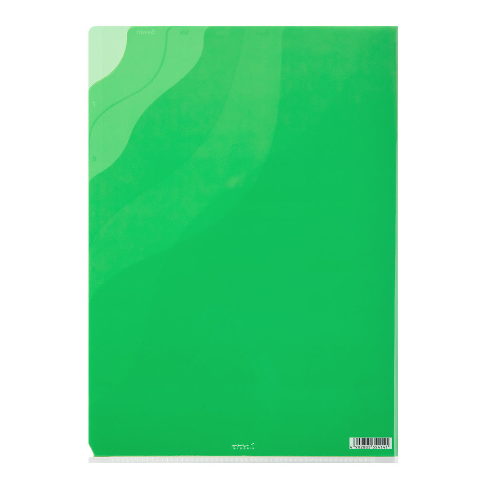 Midori 7 Pocket Clear A4 Folder - Gradation Green