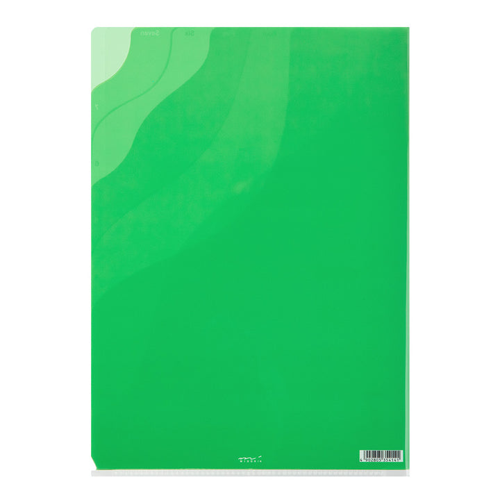 Midori 7 Pocket Clear A4 Folder - Gradation Green
