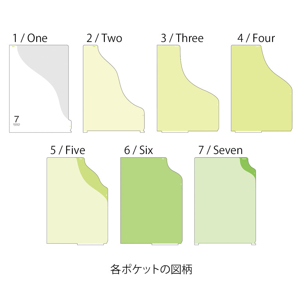 Midori 7 Pocket Clear A4 Folder - Gradation Green