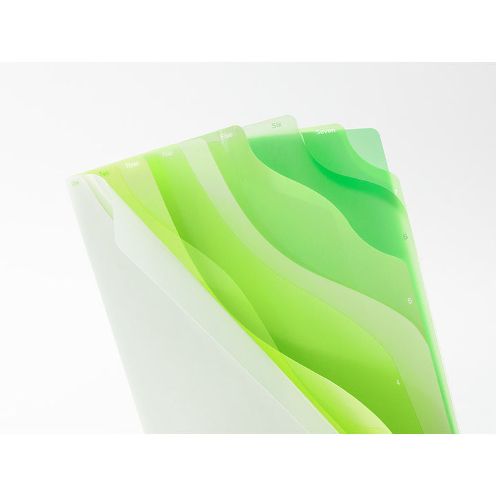 Midori 7 Pocket Clear A4 Folder - Gradation Green