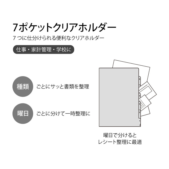 Midori 7 Pocket Clear A4 Folder - Gradation Green