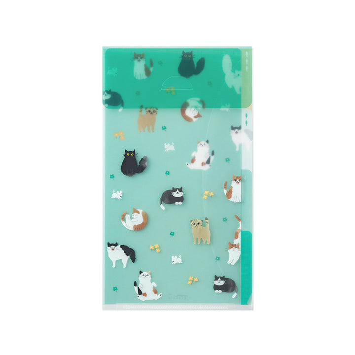 Midori 3 Pockets Clear A5 Slim Folder with Flap - Cat