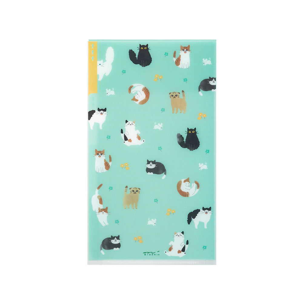 Midori 3 Pockets Clear A5 Slim Folder with Flap - Cat