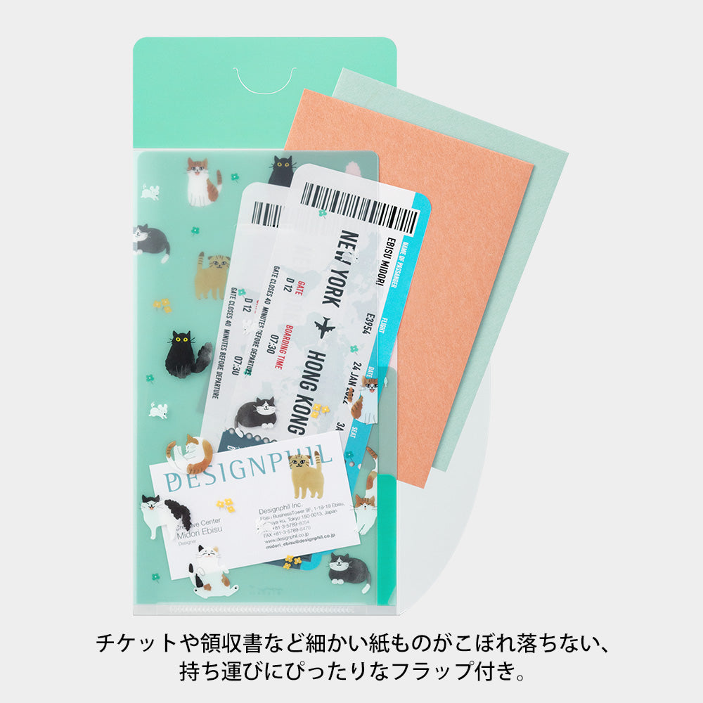 Midori 3 Pockets Clear A5 Slim Folder with Flap - Cat