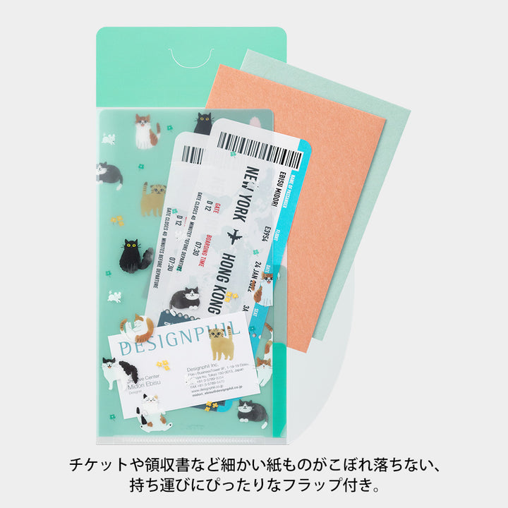Midori 3 Pockets Clear A5 Slim Folder with Flap - Cat