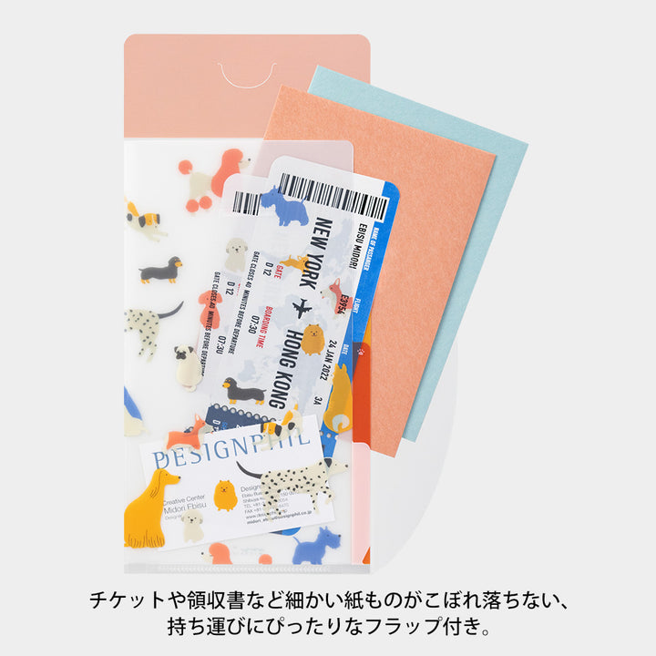Midori 3 Pockets Clear A5 Slim Folder with Flap - Dog