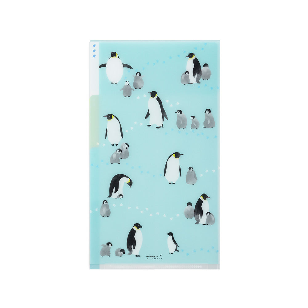 Midori 3 Pockets Clear A5 Slim Folder with Flap - Penguin