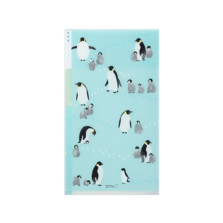 Midori 3 Pockets Clear A5 Slim Folder with Flap - Penguin