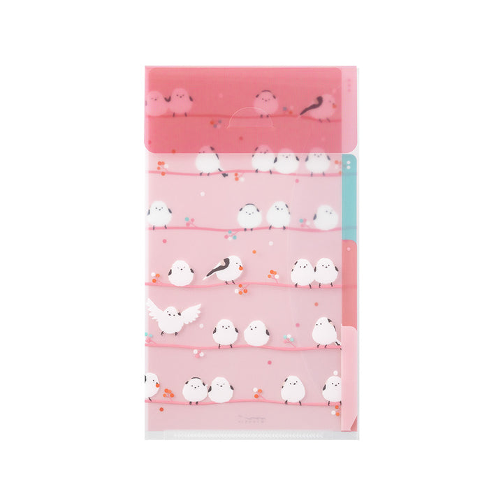 Midori 3 Pockets Clear A5 Slim Folder with Flap - Long Tailed Bird