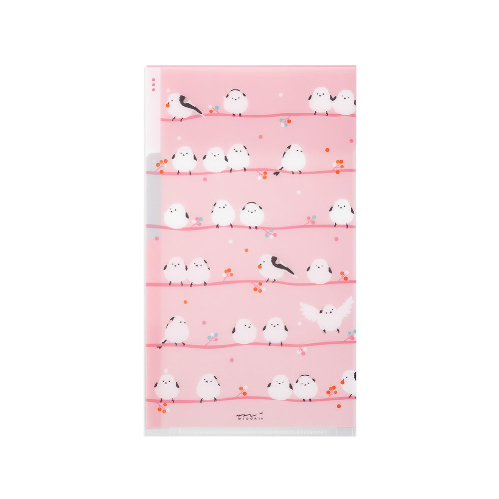 Midori 3 Pockets Clear A5 Slim Folder with Flap - Long Tailed Bird