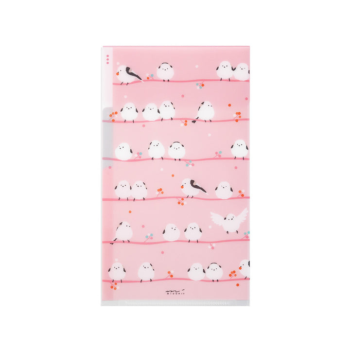 Midori 3 Pockets Clear A5 Slim Folder with Flap - Long Tailed Bird