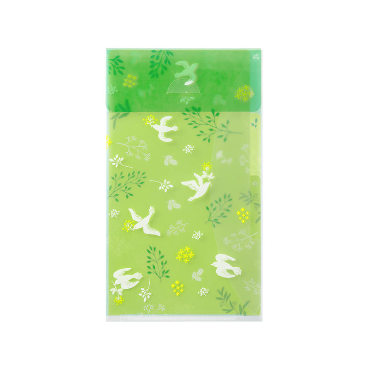Midori 3 Pockets Clear A5 Slim Folder with Flap - White Bird