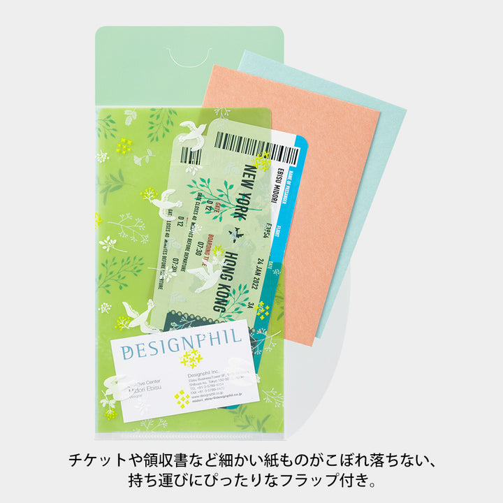 Midori 3 Pockets Clear A5 Slim Folder with Flap - White Bird
