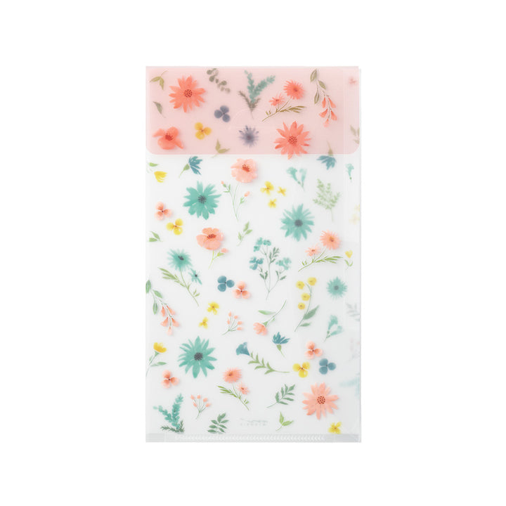 Midori 3 Pockets Clear A5 Slim Folder with Flap - Flowers