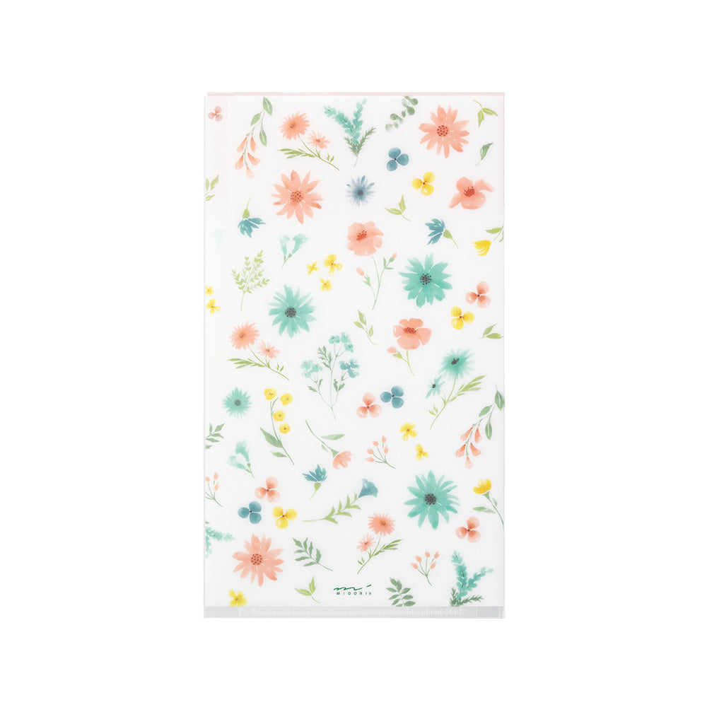 Midori 3 Pockets Clear A5 Slim Folder with Flap - Flowers