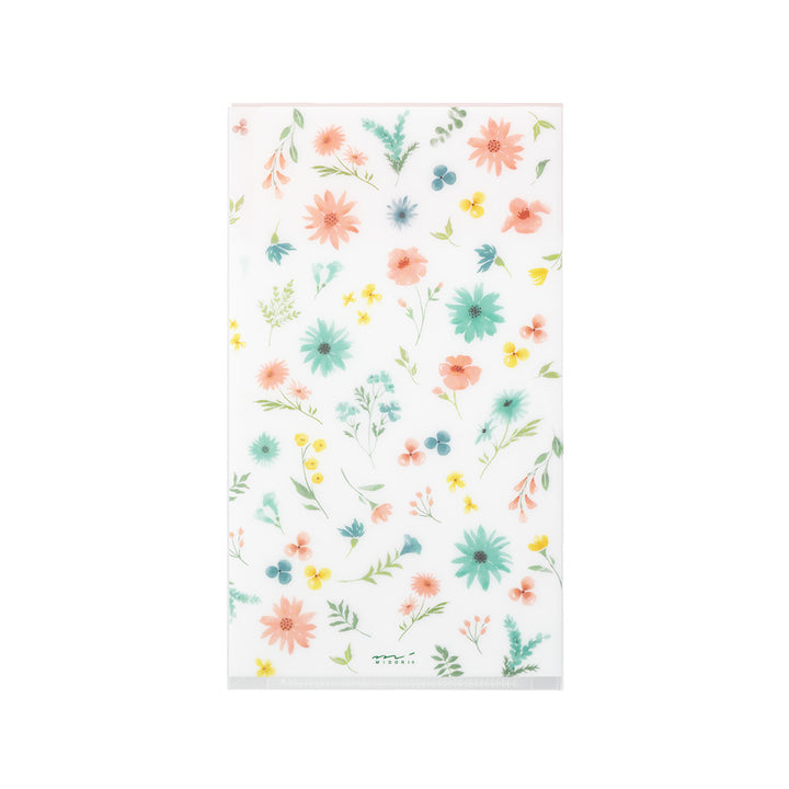 Midori 3 Pockets Clear A5 Slim Folder with Flap - Flowers