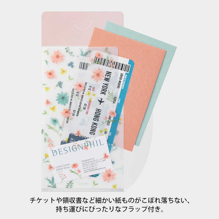 Midori 3 Pockets Clear A5 Slim Folder with Flap - Flowers