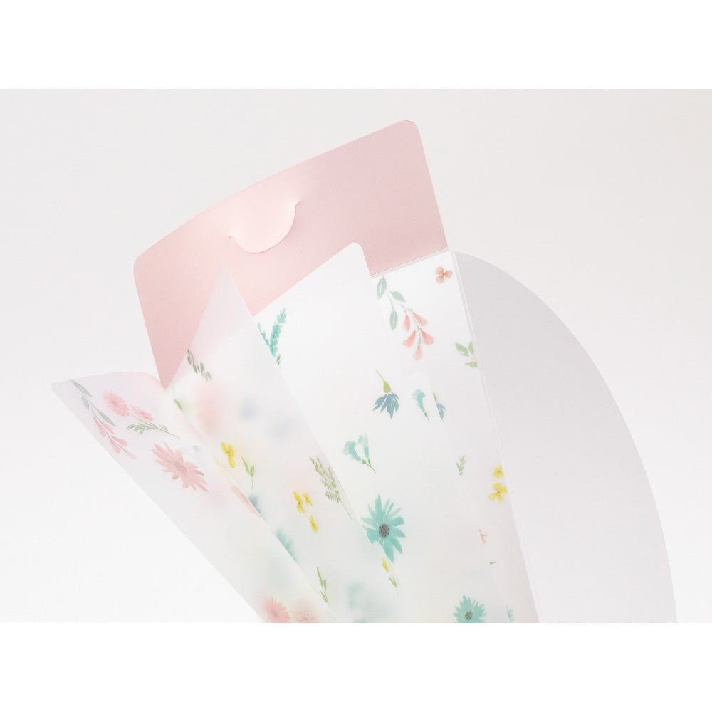 Midori 3 Pockets Clear A5 Slim Folder with Flap - Flowers