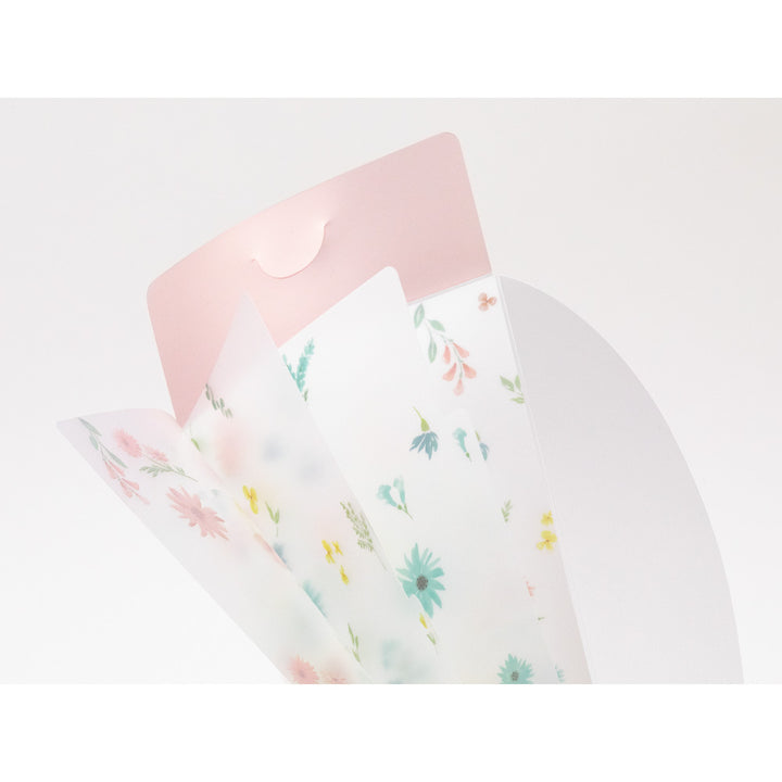 Midori 3 Pockets Clear A5 Slim Folder with Flap - Flowers