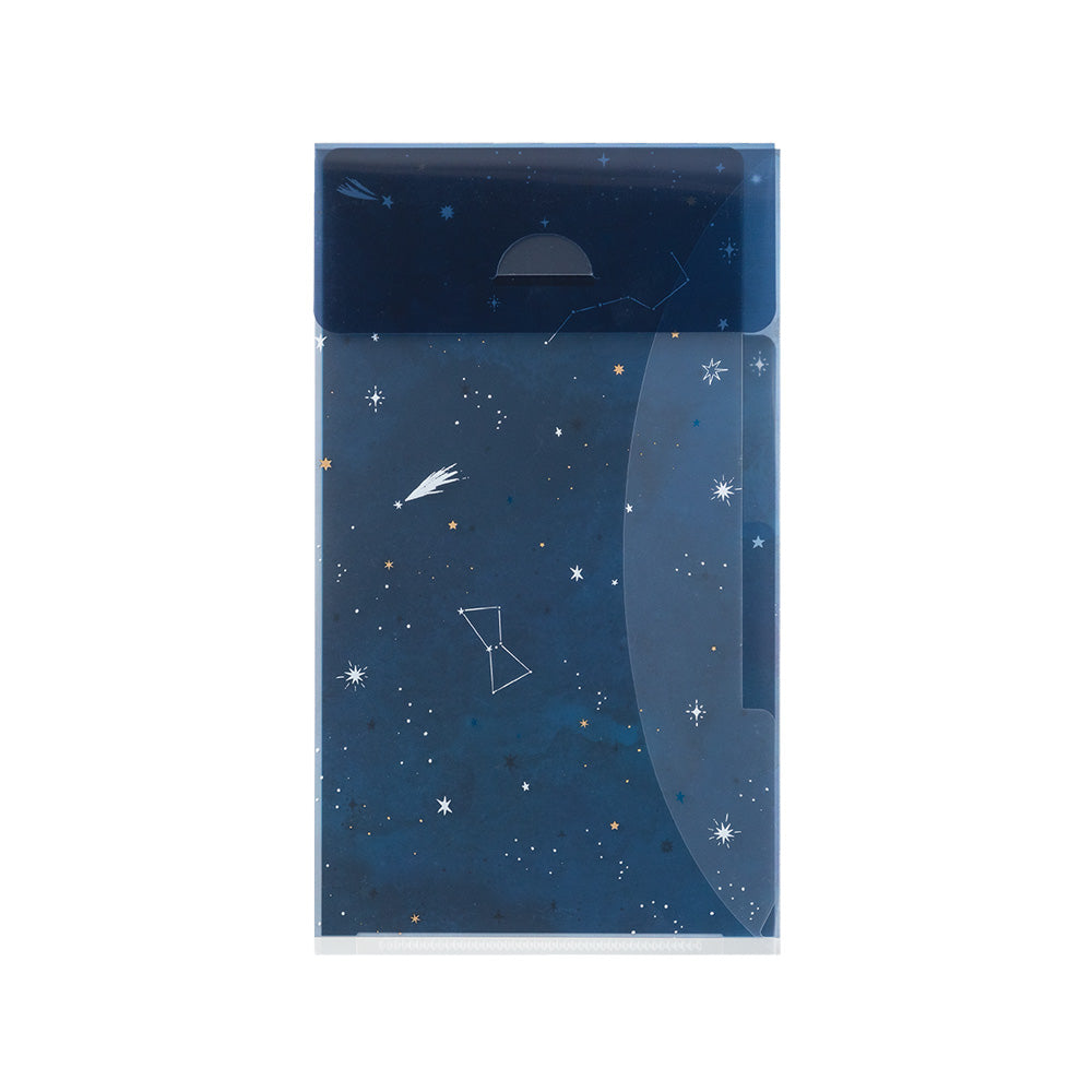 Midori 3 Pockets Clear A5 Slim Folder with Flap - Starry Sky