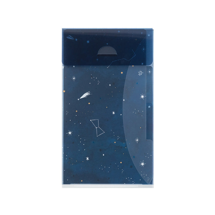 Midori 3 Pockets Clear A5 Slim Folder with Flap - Starry Sky
