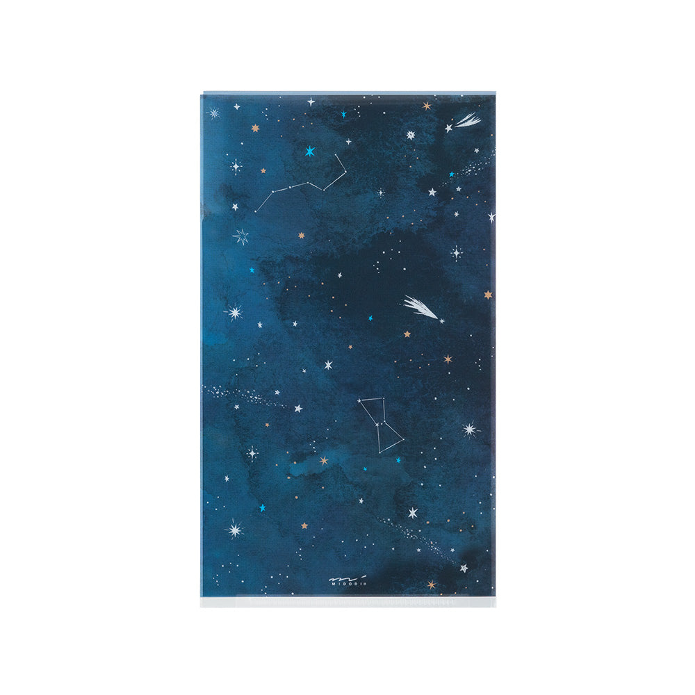 Midori 3 Pockets Clear A5 Slim Folder with Flap - Starry Sky