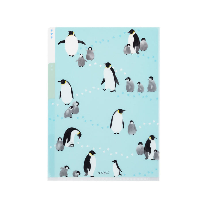 Midori 3 Pockets Clear A5 Folder - Penguin A