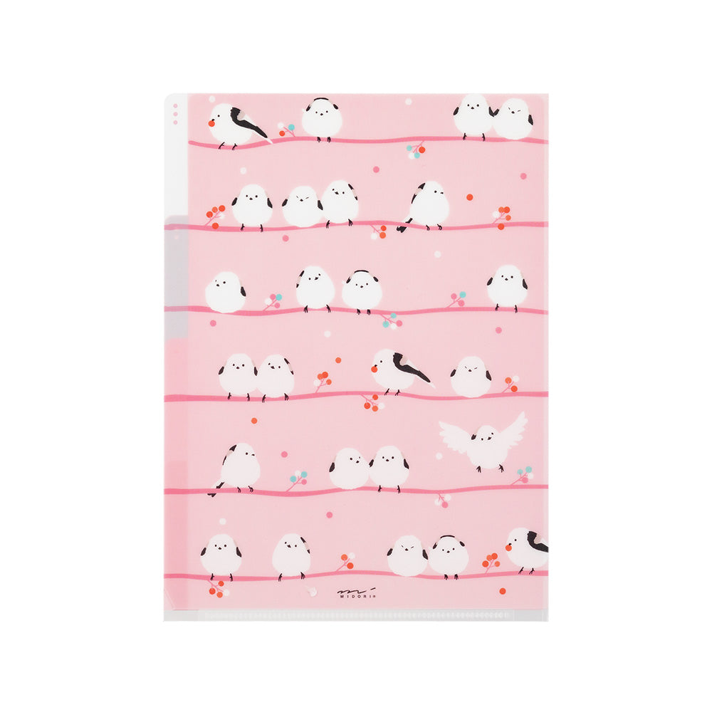 Midori 3 Pockets Clear A5 Folder - Long Tailed Bird