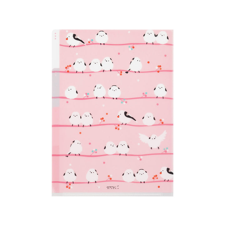 Midori 3 Pockets Clear A5 Folder - Long Tailed Bird
