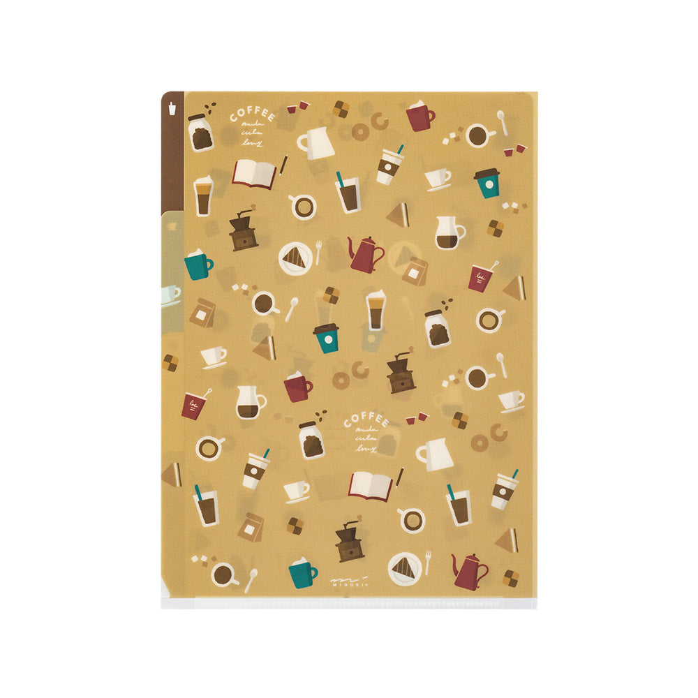 Midori 3 Pockets Clear A5 Folder - Coffee A