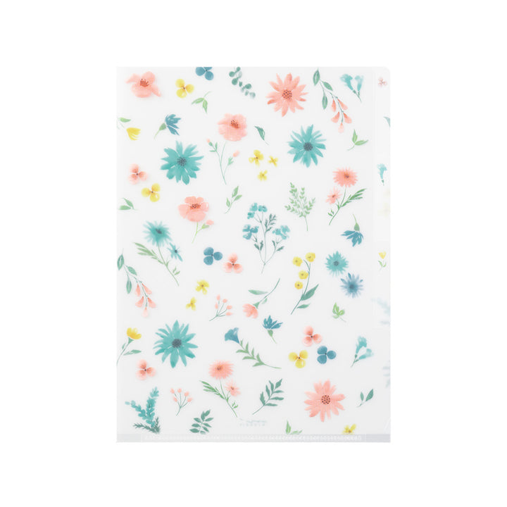 Midori 3 Pockets Clear A5 Folder - Flowers B
