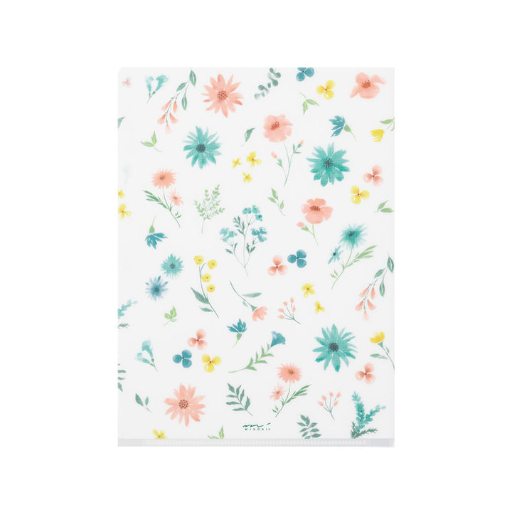 Midori 3 Pockets Clear A5 Folder - Flowers B