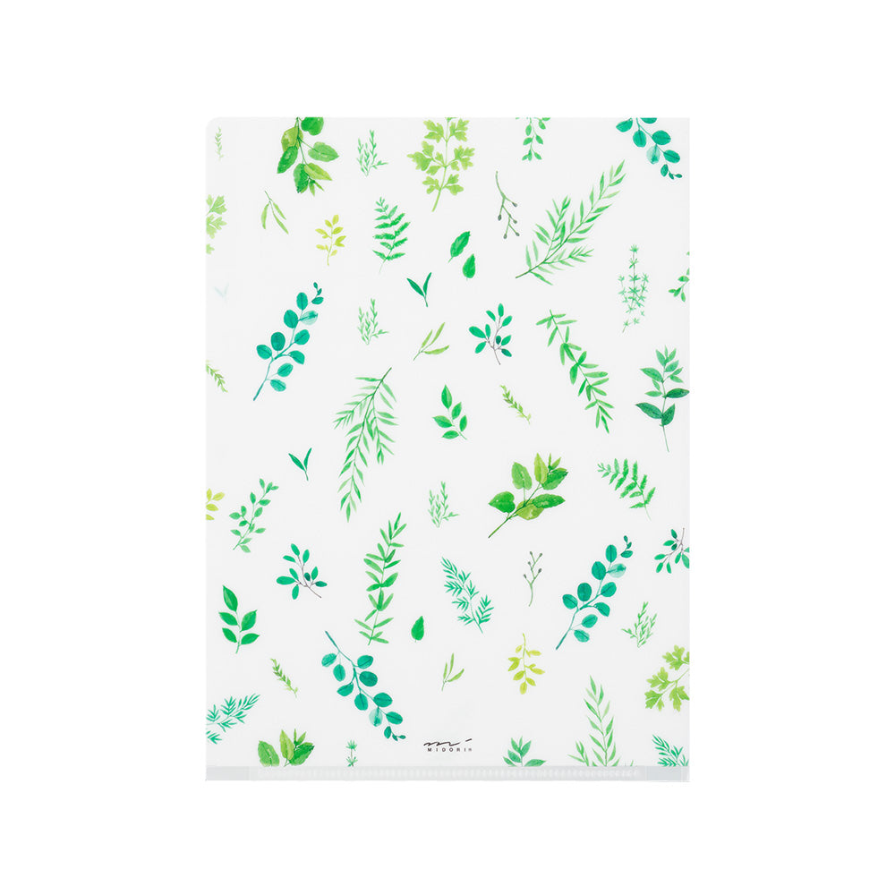 Midori 3 Pockets Clear A5 Folder - Leaves