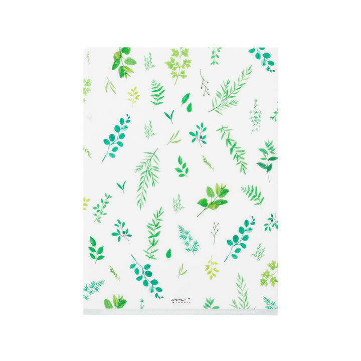 Midori 3 Pockets Clear A5 Folder - Leaves