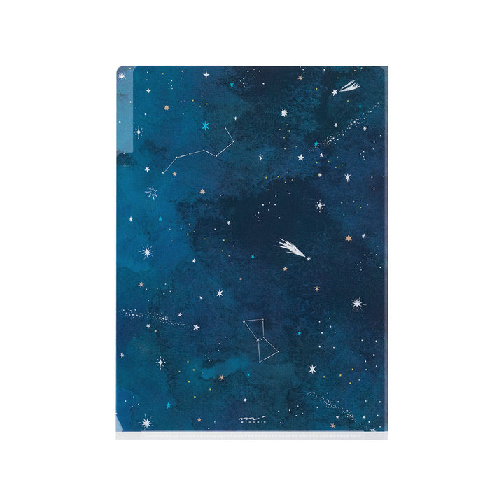 Midori 3 Pockets Clear A5 Folder - Starry Sky