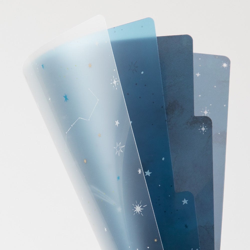 Midori 3 Pockets Clear A5 Folder - Starry Sky