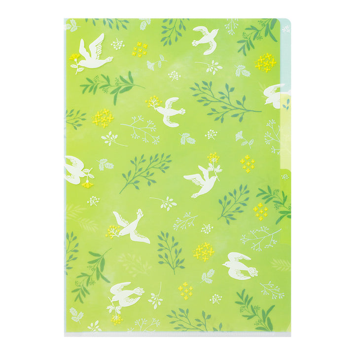 Midori 3 Pockets Clear A4 Folder - White Bird
