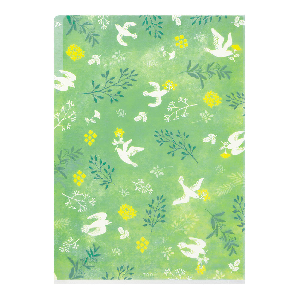 Midori 3 Pockets Clear A4 Folder - White Bird