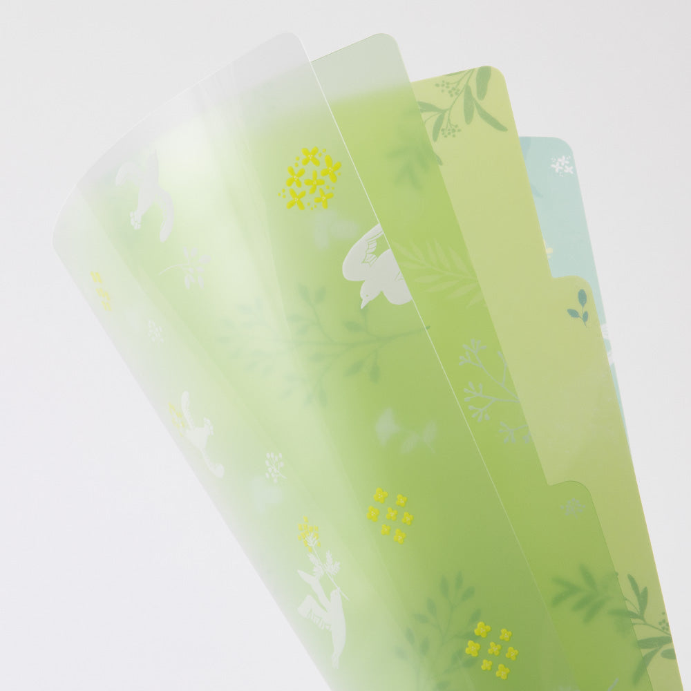 Midori 3 Pockets Clear A4 Folder - White Bird