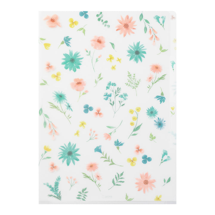 Midori 3 Pockets Clear A4 Folder - Flowers B