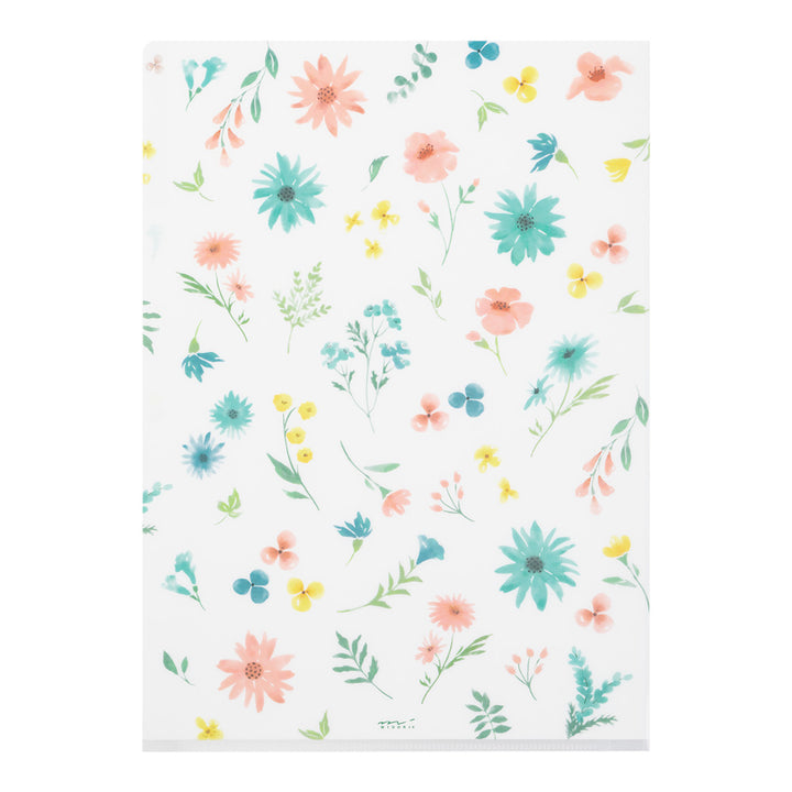 Midori 3 Pockets Clear A4 Folder - Flowers B