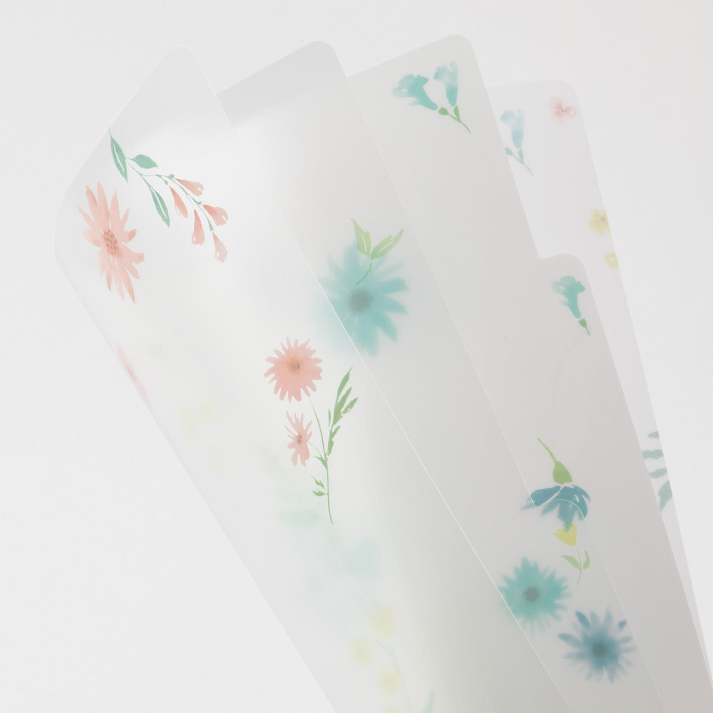 Midori 3 Pockets Clear A4 Folder - Flowers B