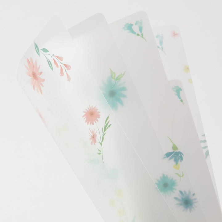 Midori 3 Pockets Clear A4 Folder - Flowers B