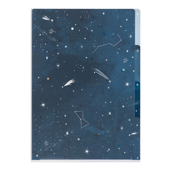 Midori 3 Pockets Clear A4 Folder - Starry Sky