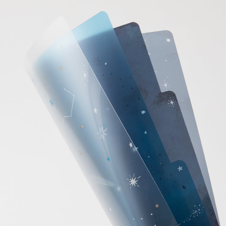 Midori 3 Pockets Clear A4 Folder - Starry Sky