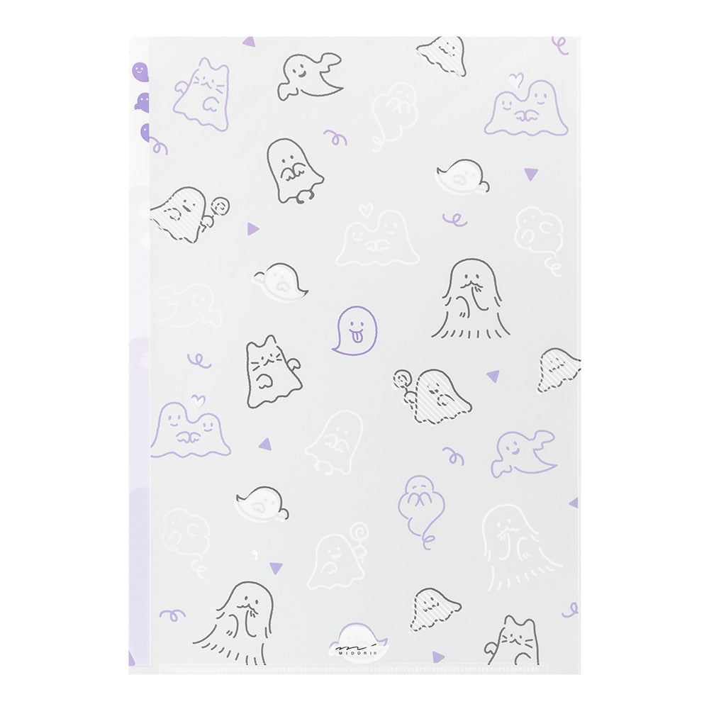 Midori 3 Pockets Clear A4 Folder - Ghost